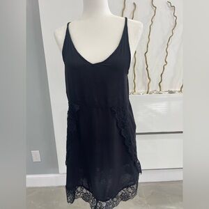 Free People Black Lace Trim Slip Dress